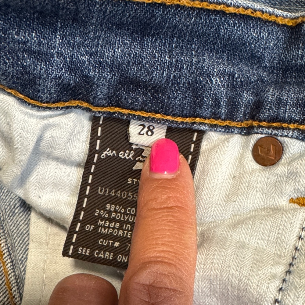 7 For All Mankind classic blue denim straight leg jeans. - Picture 7 of 15